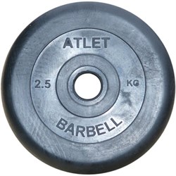 Диск обрезиненный, чёрного цвета, 26 мм, 2,5 кг  Atlet MB-AtletB26-2,5 - фото 136536