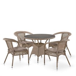 Комплект плетеной мебели Лион-1B T220CT/Y32-W56 Light brown (4+1) - фото 136812