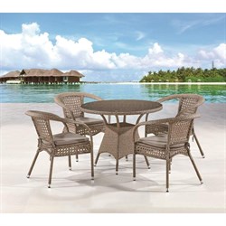Комплект плетеной мебели Лион-1B T220CT/Y32-W56 Light brown (4+1) - фото 136813