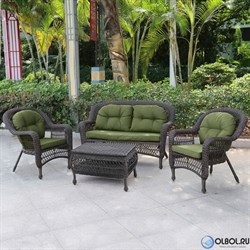 Плетеный комплект для отдыха из искусственного ротанга LV-520BG Brown-Green - фото 139441
