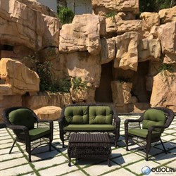 Плетеный комплект для отдыха из искусственного ротанга LV-520BG Brown-Green - фото 139444
