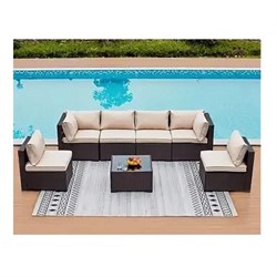 Комплект плетеной мебели  YR822Br Brown-Beige (подушка бежевая) - фото 139871
