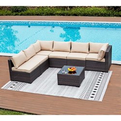 Комплект плетеной мебели  YR822Br Brown-Beige (подушка бежевая) - фото 139872