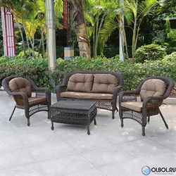 Плетеный комплект для отдыха из искусственного ротанга LV-520BB Brown-Beige - фото 139960