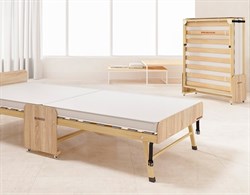 Раскладушка деревянная 200x90 см, на ламелях, нагрузка  150 кг, Основа сна MAX / цвет ОРЕХ - фото 97842
