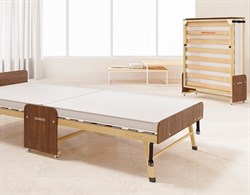 Раскладушка деревянная 200x90 см, на ламелях, нагрузка  150 кг, Основа сна MAX / цвет ОРЕХ - фото 97865