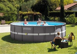 Каркасный бассейн Ultra XTR Frame Pool Intex 26334 + песочный фильтр насос 7900 л/ч, лестница, тент, подстилка (610х122)
