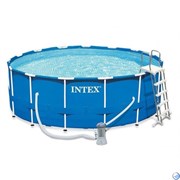 Intex 28242 / Круглый каркасный бассейн (457х122см) + фильтр-насос, лестница, тент, подстилка