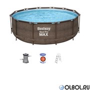 Каркасный бассейн на опорах Ротанг Deluxe Set Bestway 56709 + фильтр-насос, лестница (366х100см)