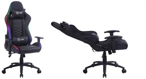 Кресло игровое Cactus CS-CHR-0099BL цвет: черный, RGB подсветка, обивка: эко.кожа, крестовина: металл пластик черный