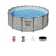 Bestway 5619E / Круглый каркасный бассейн Steel Pro MAX + насос фильтр, лестница, тент (488х122см)