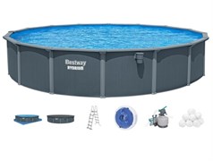Bestway 561RP Бассейн со стальными стенками Hydrium 732x132см + песч.фил.-нас., тент, подст, лестн. скиммер,