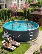 Надувной SUP-бассейн IPOOLGO 400 х 160 см / песочный фильтр, лестница, переходники, песок / 4015PRO
